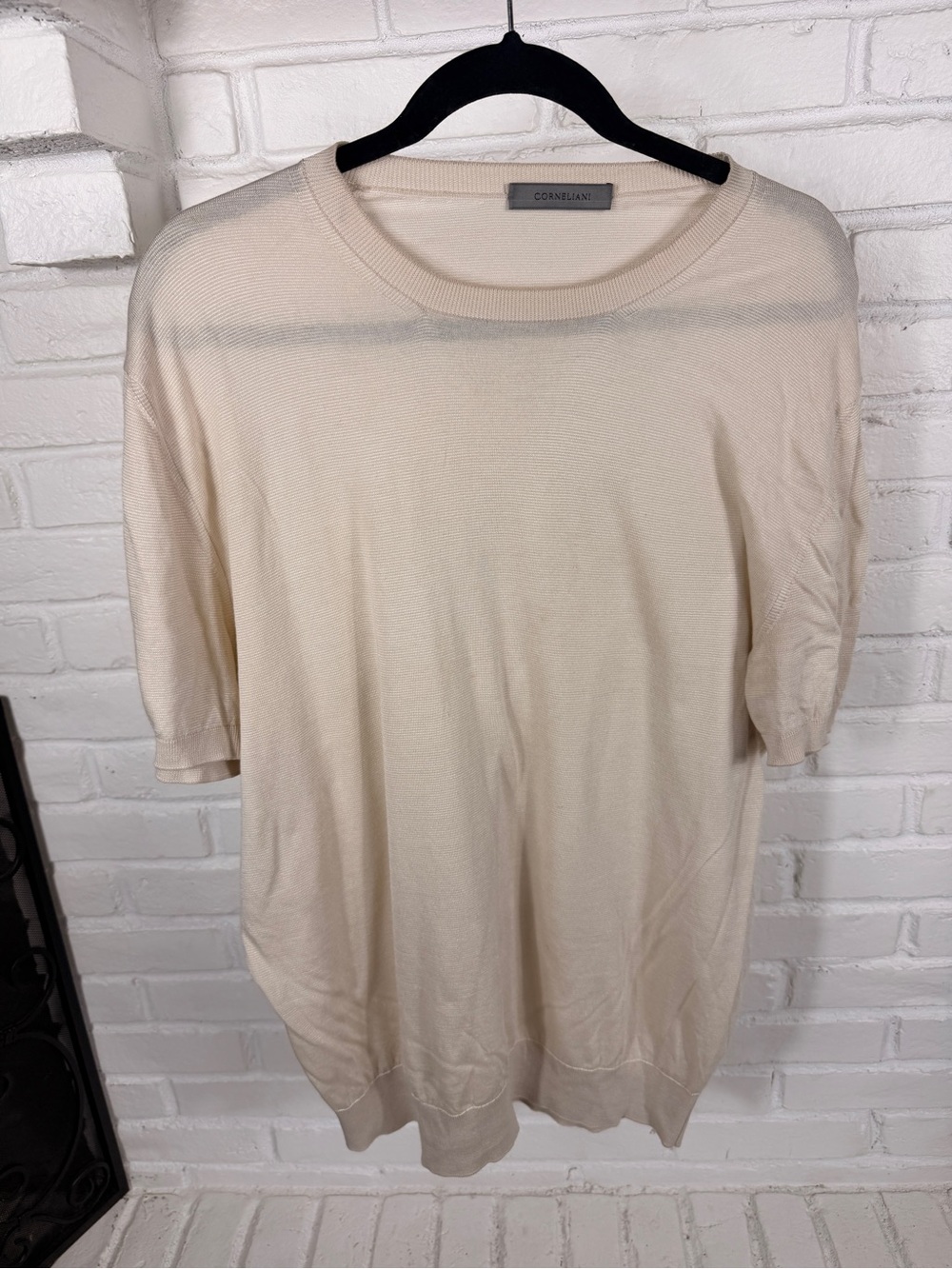 NOT FOR SALE Corneliani Silk Cotton Knit Sweater Mens Ivory Short